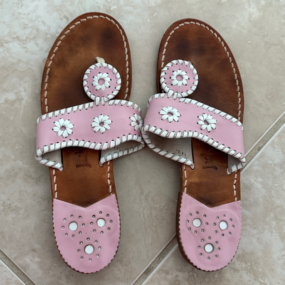 Jack Rogers.  Pink and White Floral Sandals